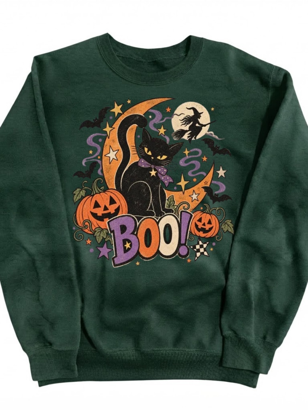 Gildan Dark Green Halloween 'Boo!' Graphic Crewneck
